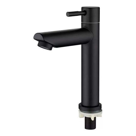 Grifería Lavamanos Agua Fría Baja Cuello Recto Negro Mate