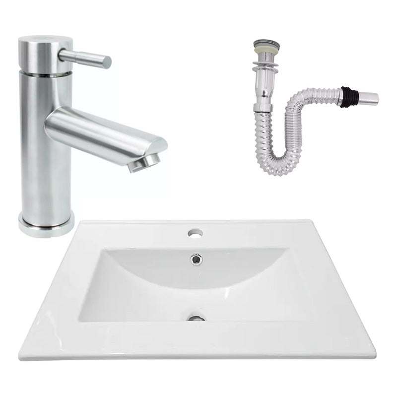 Kit Placa Lavam. 61*46.5cm+griferia Monocontrol+push Flex17