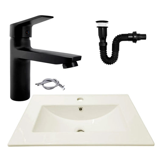 Combo Placa Lavamanos 61*46,5cm+grif.monocontrol+push Negro3