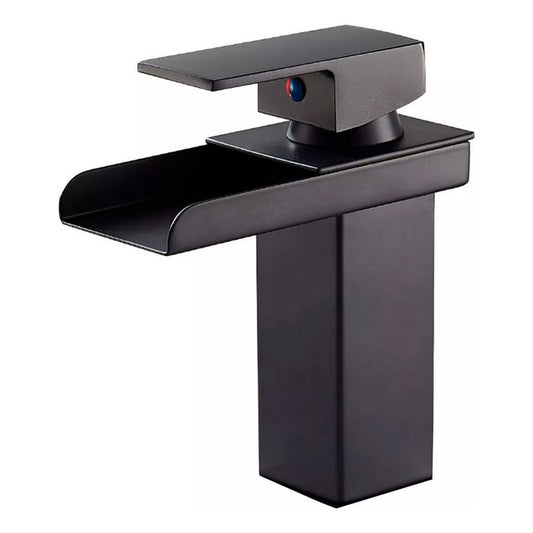 Griferia Monocontrol Lavamanos Cascada Baja Negro Mate