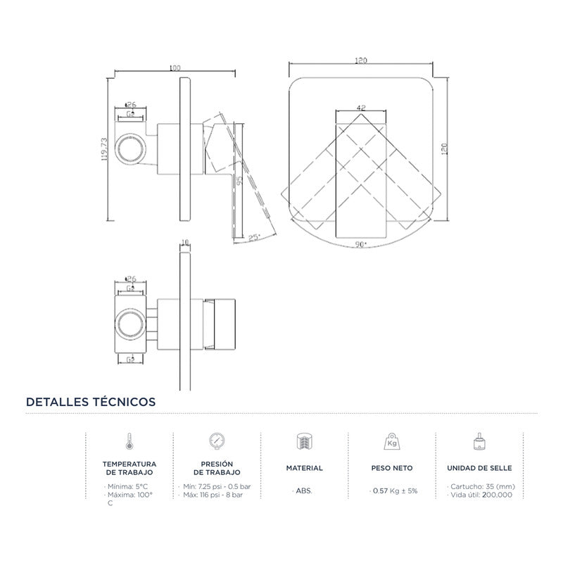 Mezclador Monocontrol Para Ducha Negro