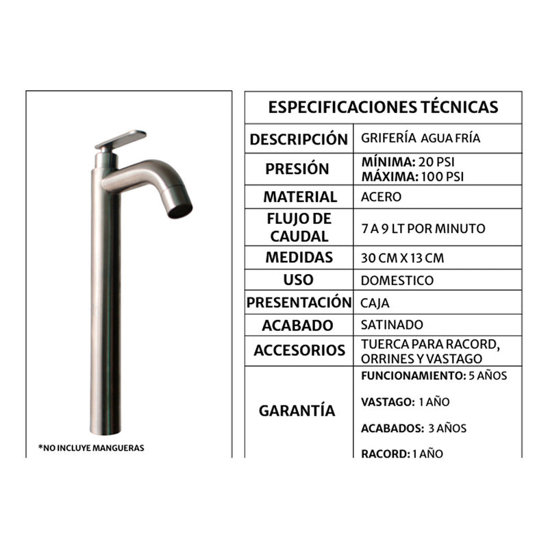 Griferia Lavamanos Agua Fria Plateada D07