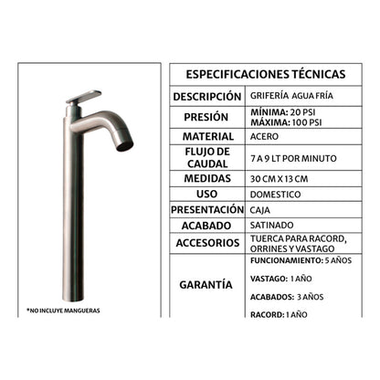 Griferia Lavamanos Agua Fria Plateada D07