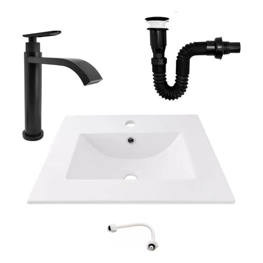 Kit Placa Lavamanos 51*46,5cm+griferia Agua Fria+push Negro1
