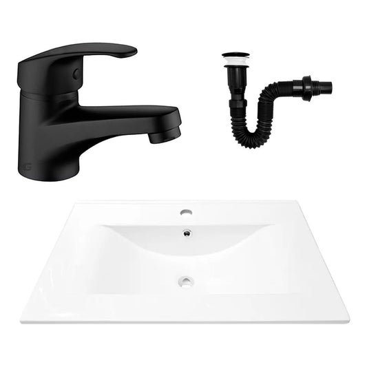 Combo Placa Lavamanos 71*46,5cm+grif.monocontrol+push Negro8