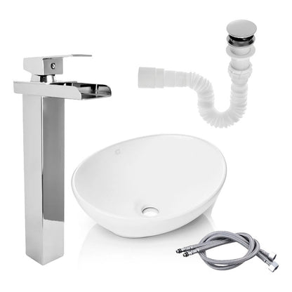 Kit Lavamanos+grifo Monocontrol Cascada Brillant+push+acople