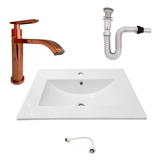 Kit Placa Lavamanos 61*46.5cm+griferia Agua Fria+push Flex.4
