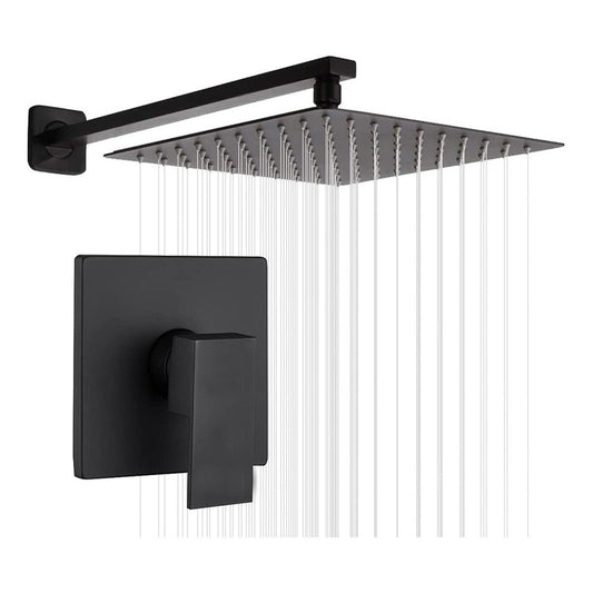 Kit De Ducha 20 X20 Cm + Tubo 40cm + Monocontrol Negro Vinta