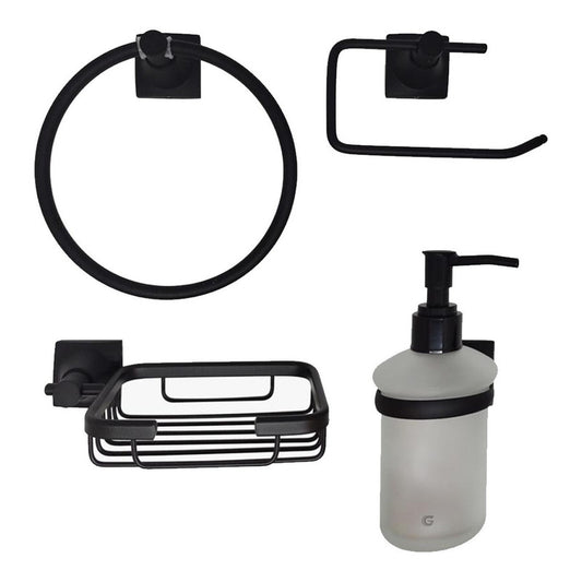 Juego De Accesorios Para Baño Negro Vintage X4 Piezas