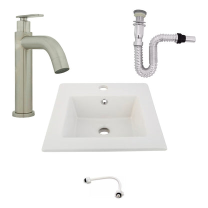 Kit Placa Lavamanos 41cm+griferia Agua Fria+push Flexible 15