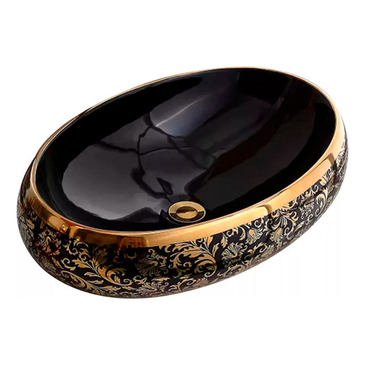 Lavamanos En Porcelana Ovalado Negro De 48*34*15cm