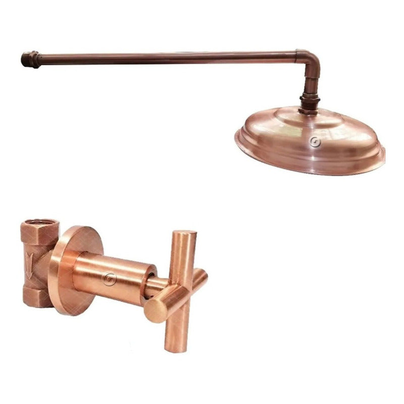 Ducha 25 Cm Con Registro Cobre Natural