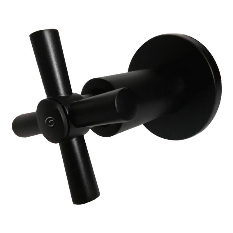 Ducha Circular Negra 18cm  Con Registro Tipo Cruceta