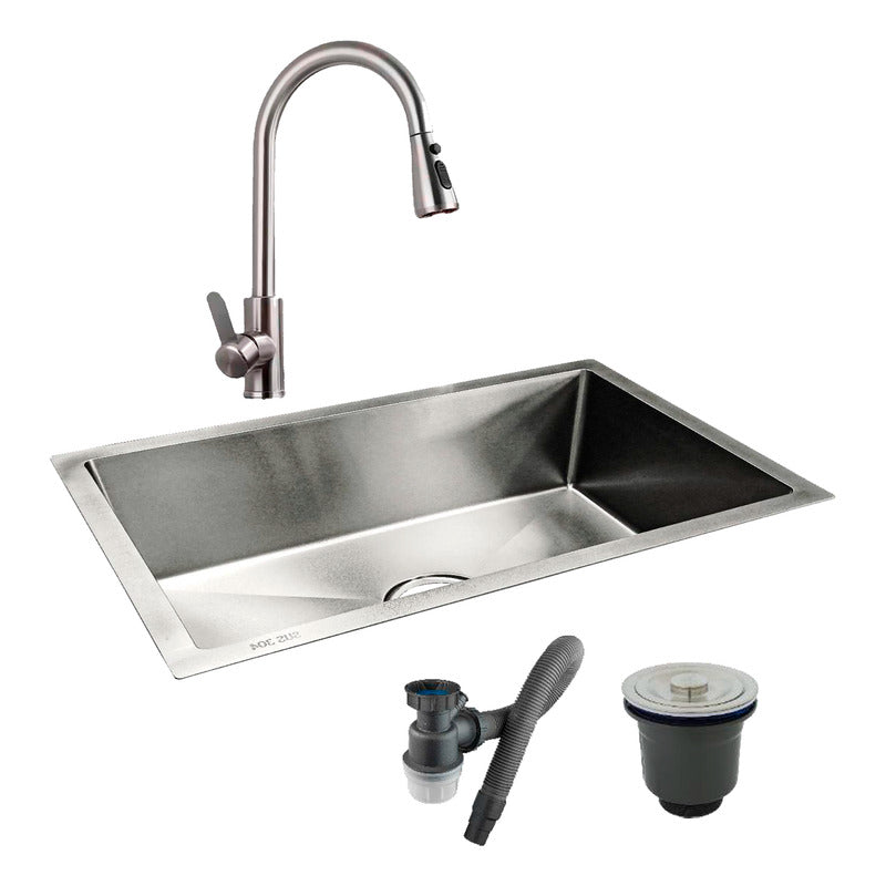 Combo Lavaplatos 100*40cm+grif.extraible Satin+accesorios