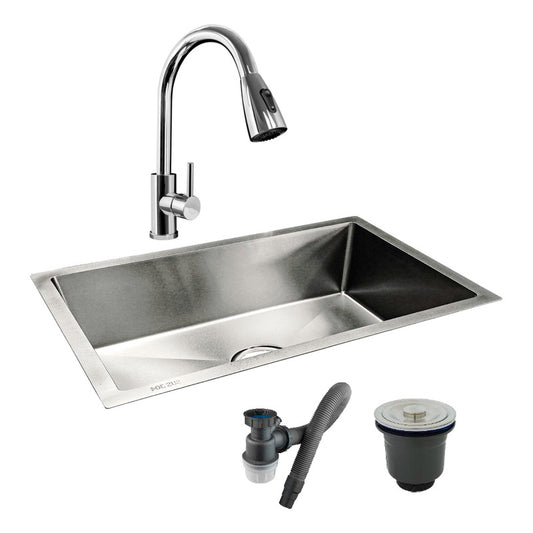 Combo Lavaplatos 100*40cm+griferia Extraible Cromo+accesorio