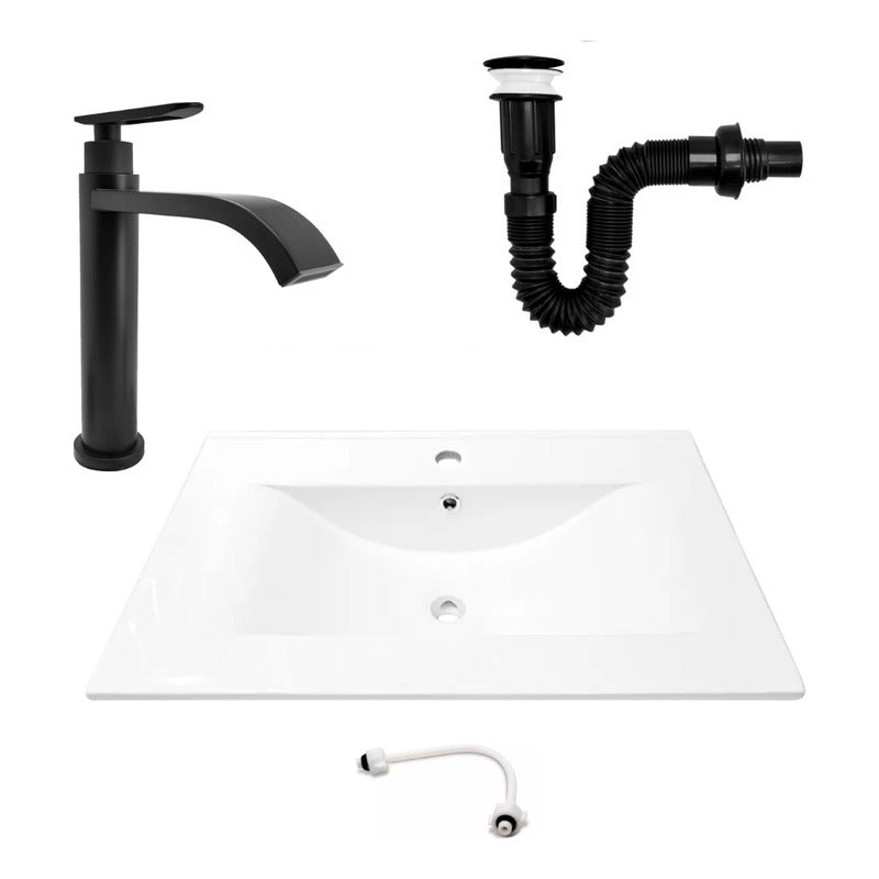 Combo Placa Lavamanos 71*46,5cm+grifo Agua Fria+push Negro1