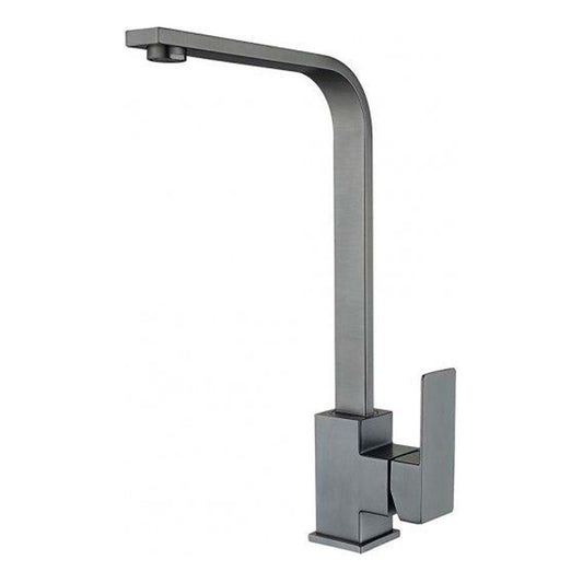 Grifería Monocontrol Lavaplatos Cuello En L Acero Inox. Gris