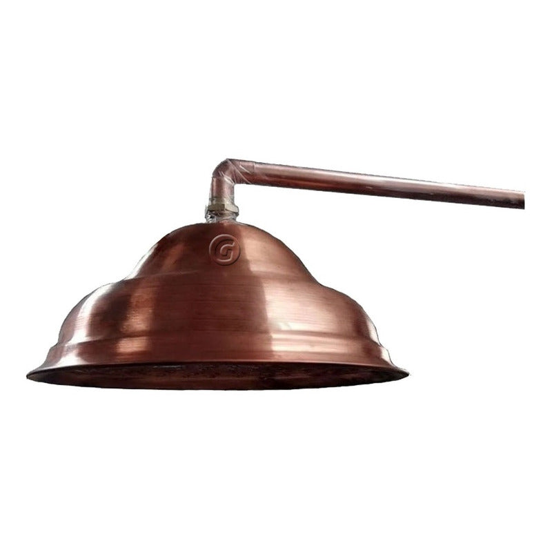 Ducha Circular En Cobre Con Tubo A Pared En Cobre 26 Cm