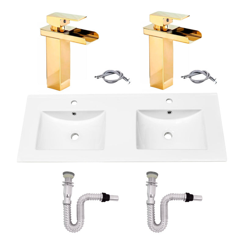 Kit Placa Doble Lavam.121*46.5cm+griferia Monoc+push Flex11