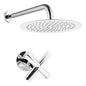 Kit Ducha Redonda 15cm + Tubo + Manija Registro A.fría Cruz