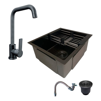 Combo Lavaplatos 51*45cm+griferia Lvp Negra Mate+ Accesorios