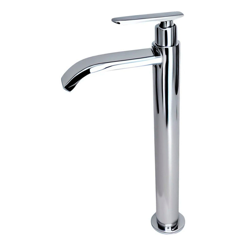 Grifería Lavamanos Agua Fría Alta Plateada Brillante