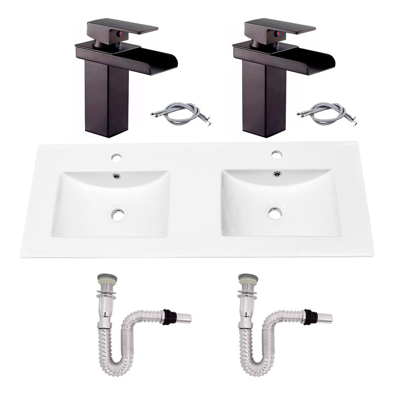Kit Placa Doble Lavam.121*46.5cm+griferia Monoc+push Flex9