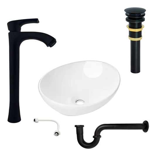 Combo Lavamanos Canoa + Grif.fria Negra +push Y Sifon Ciffra