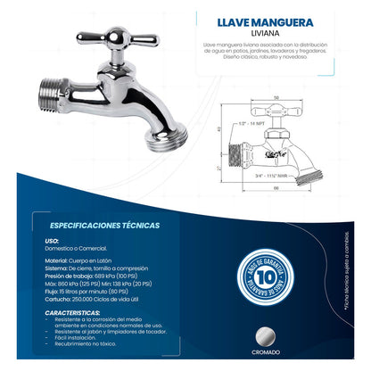 Grifería De Manguera Liviana Cromada