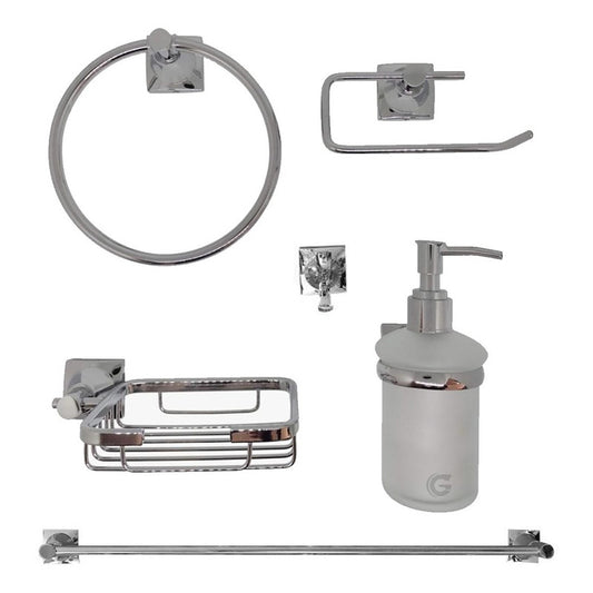 Juego De Accesorios Para Baño Cromado X6 Piezas