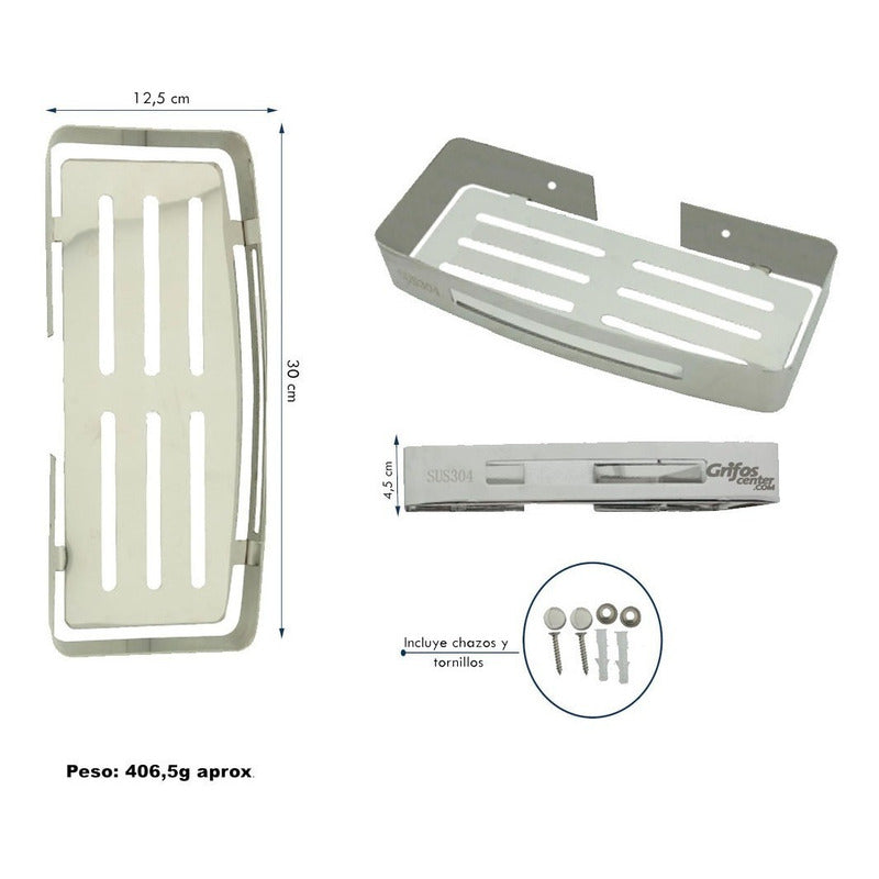 Repisa De Baño Rectangular En Acero 304+