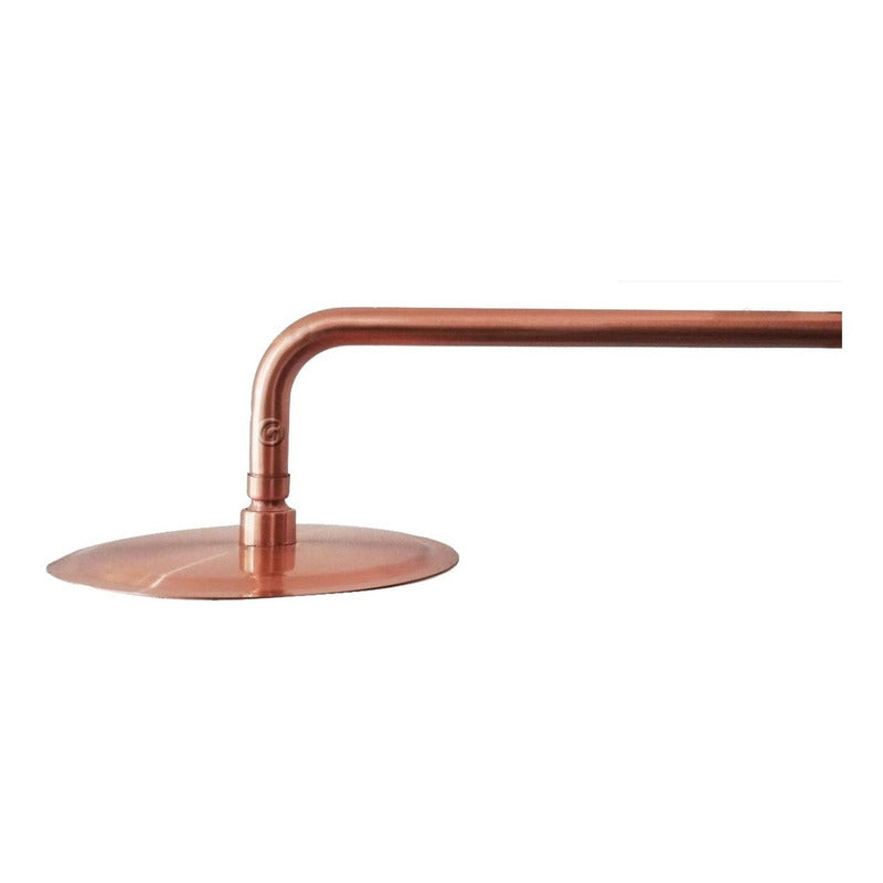 Ducha Circular Con Tubo  A Pared + Mezclador Cobre Natural