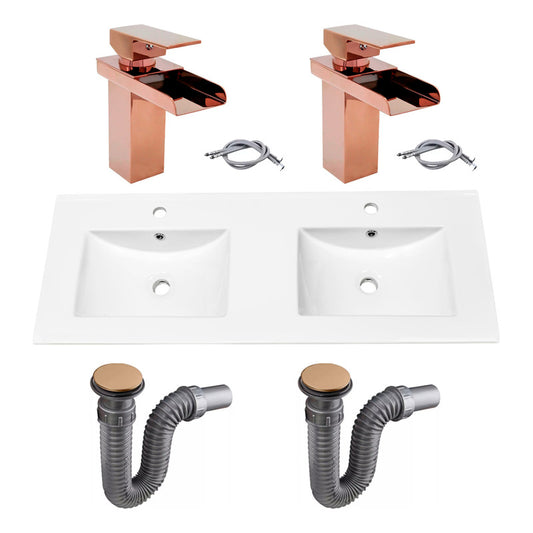 Combo Placa Doble Lavam.121*46,5cm+grifo Monoc.+push Ros3