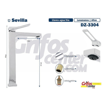 Grifería Lavamanos Alta Agua Fría Omega