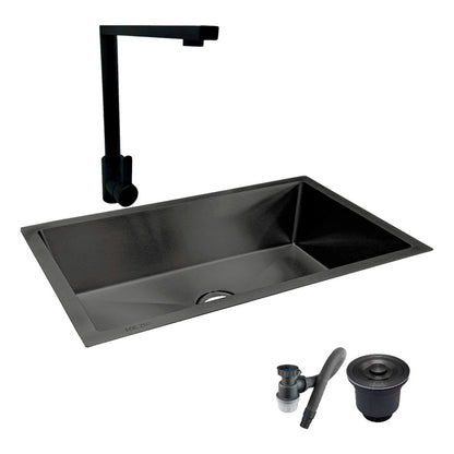 Combo Lavaplatos 100*45cm+griferia Lvp Negra L+ Accesorios