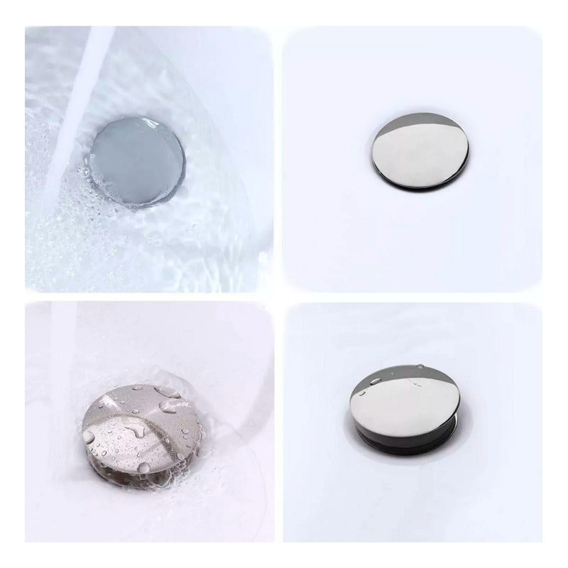Desague De Push Para Lavamanos Sin Rebose En Zinc 9cm