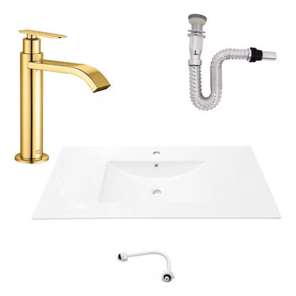 Kit Placa Lavamanos 101*46.5cm+griferia Agua Fria+push Flex3