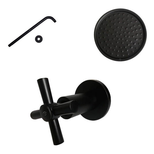 Ducha Circular Negra 25cm  Con Registro Tipo Cruceta