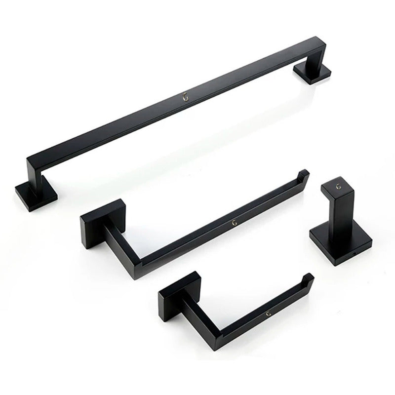Juego De Accesorios Para Baños 4 Piezas, De Lujo Negro Mate