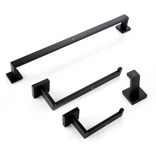 Juego De Accesorios Para Baños 4 Piezas, De Lujo Negro Mate