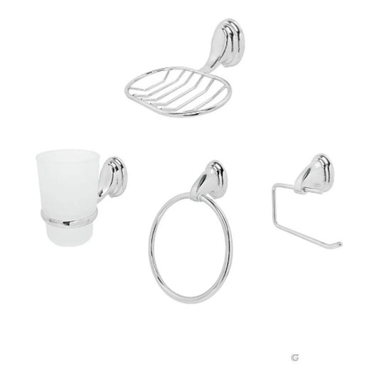 Juego De Accesorios Para Baño Cromado X4 Piezas