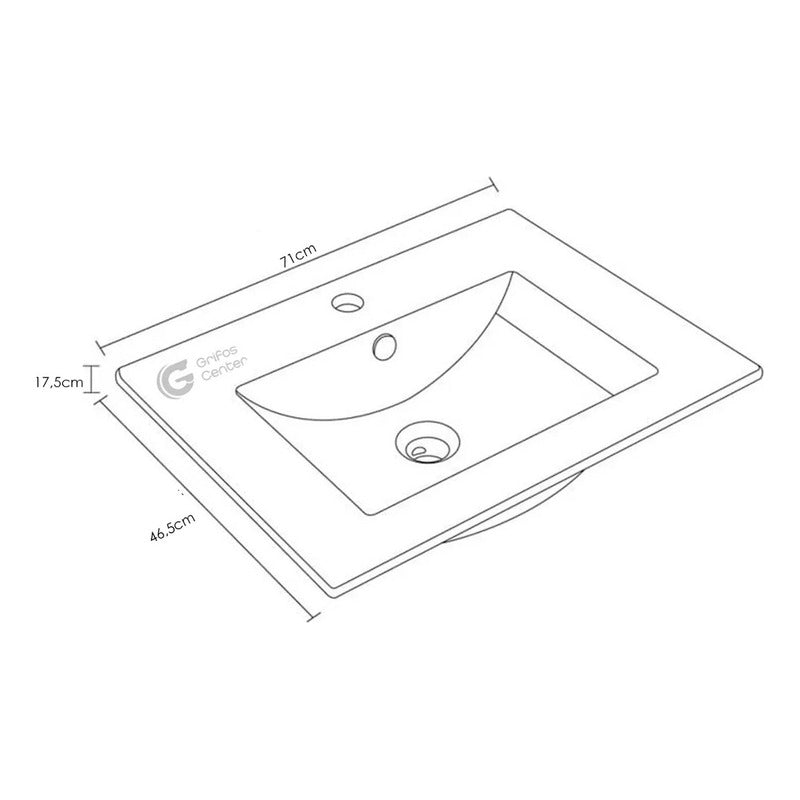 Placa Lavamanos Blanco Submontar 71x46.5x17.5cm