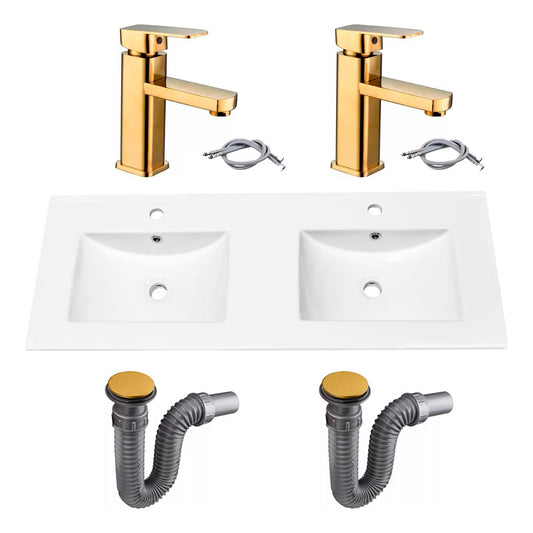 Combo Placa Doble Lavam.121*46,5cm+grifo Monoc.+push Oro2