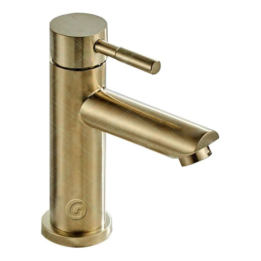 Griferia Tubular Baja Lavamanos Con Mezclador Acabado Bronce