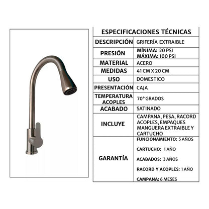 Combo Lavaplatos 60*40cm+griferia Monocontrol Ext+accesorios