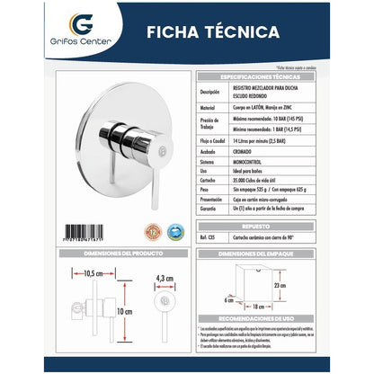 Registro Mezclador En Bronce Redondo