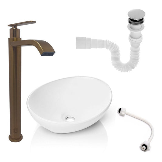 Kit Lavamanos Blanco+grif. Agua Fria +push Y Acople