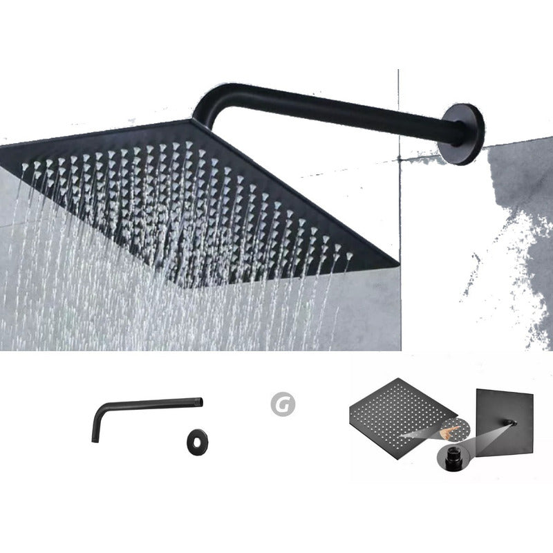 Regadera Para Ducha Color Negro Con Acabado Mate - Con Tubo