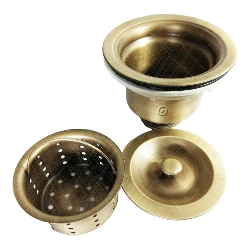 Desague /canasta Vintage Bronce Antiguo
