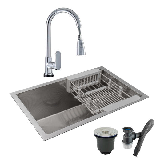 Combo Lavaplatos 60*40cm+grif.extraible Cromo+accesorios